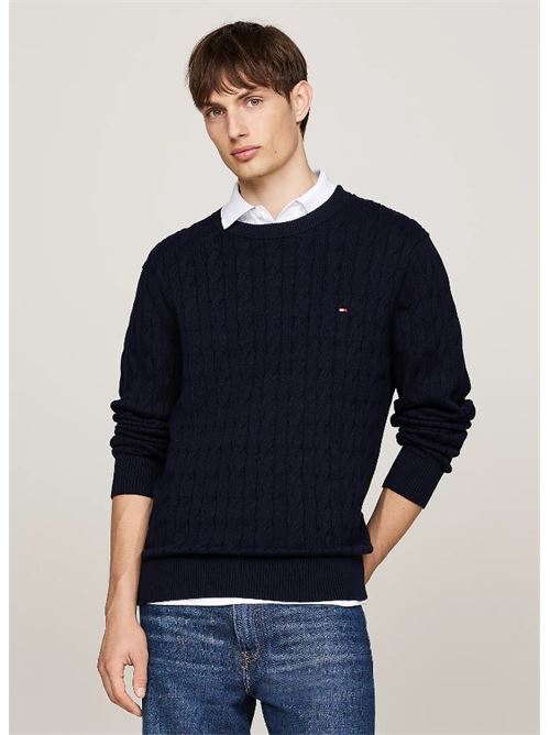 classic cotton cable crew neck Tommy Hilfiger | MW0MW33132DW5.DW5